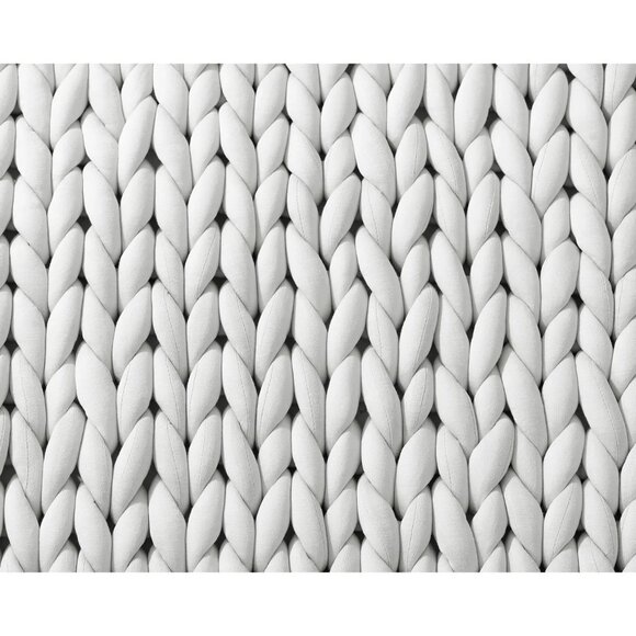 Gravity Chunky Knit Weighted Blanket (Single - 42" x 65" - 10lbs) in White - Picture 2 of 4